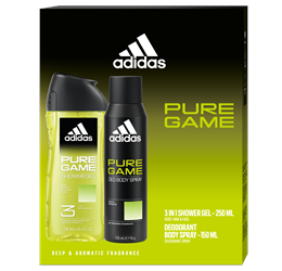 ADIDAS ajándékcsomag PURE GAME (Tusfürdő 250 ml + dezodor) 2024