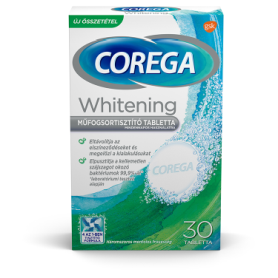 Corega Whitening antibakteriális hatású műfogsortisztító tabletta 30 db