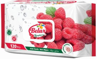 BELUX nedves törlőkendő málna (RASPBERRY) 120 db flip top