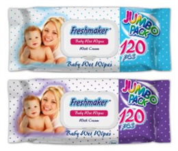 Freshmaker Jumbo Baby nedves törlőkendő 120 lapos kupakos