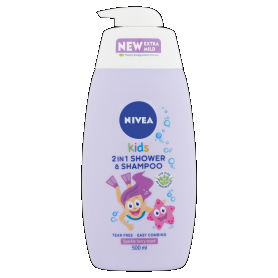 NIVEA Kids 2in1 Tusfürdő és Sampon Lányoknak 500 ml