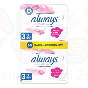 Always egészségügyi betét Duo Sensitive Night 14 db