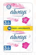 Always egészségügyi betét Duo Sensitive Night 14 db Kép