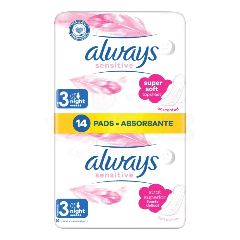 Always egészségügyi betét Duo Sensitive Night 14 db Kép
