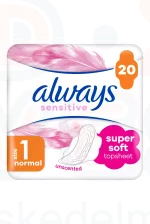 Always egészségügyi betét Duo Sensitive Normal 20 db Kép