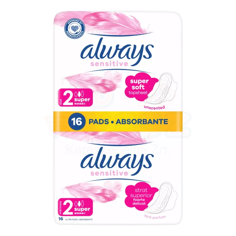 Always egészségügyi betét Duo Sensitive Super 16 db Kép