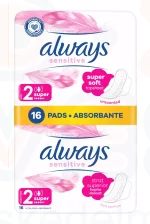 Always egészségügyi betét Duo Sensitive Super 16 db Kép