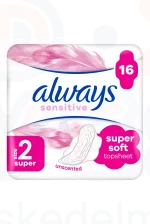 Always egészségügyi betét Duo Sensitive Super 16 db Kép