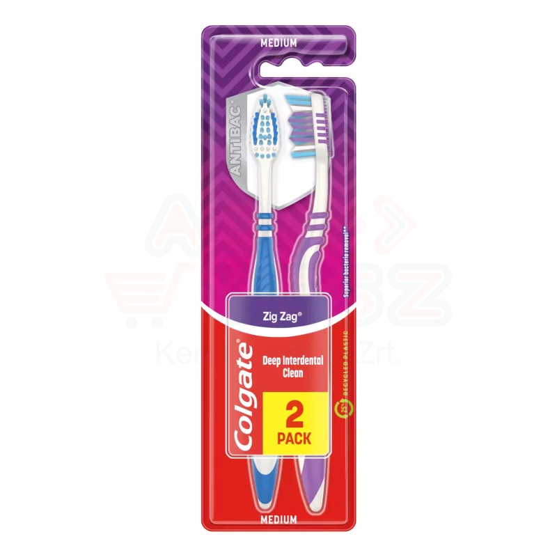 COLGATE fogkefe ZigZag Plus közepes 1+1 db Kép
