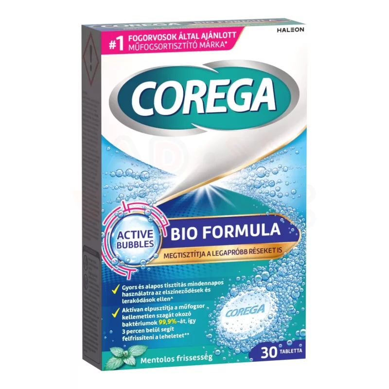 Corega Bio Formula antibakteriális hatású műfogsortisztító tabletta 30 db Kép