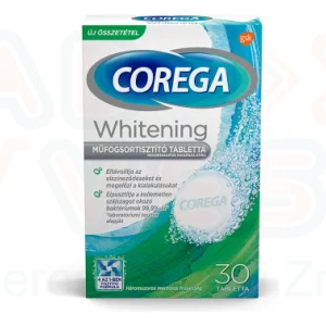 Corega Whitening antibakteriális hatású műfogsortisztító tabletta 30 db
