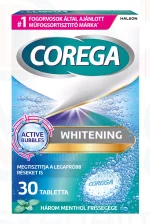 Corega Whitening antibakteriális hatású műfogsortisztító tabletta 30 db Kép