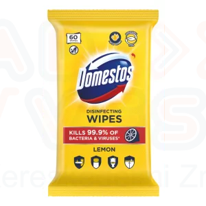 DOMESTOS fertőtlenítő törlőkendő 60 db Lemon