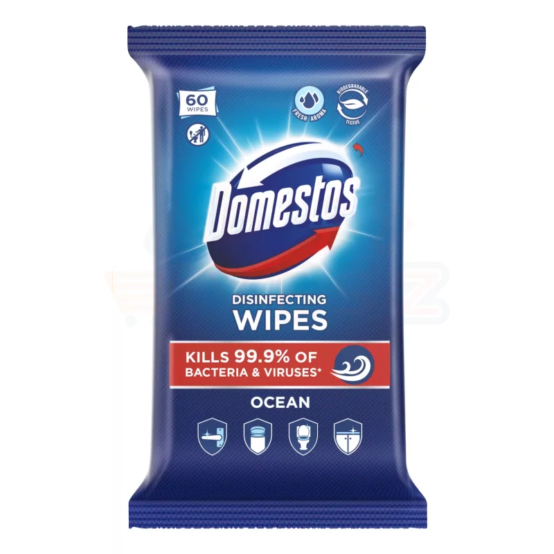 DOMESTOS fertőtlenítő törlőkendő 60 db Ocean Kép