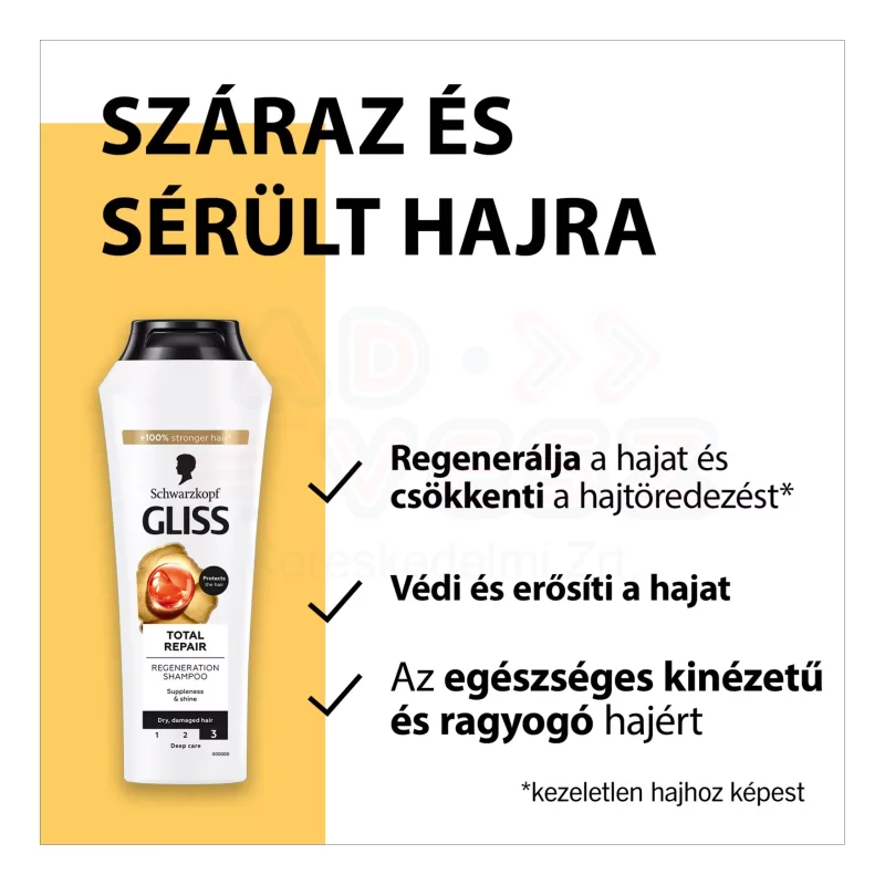 Gliss hajregeneráló sampon 400 ml Teljeskörű regenerálás Kép