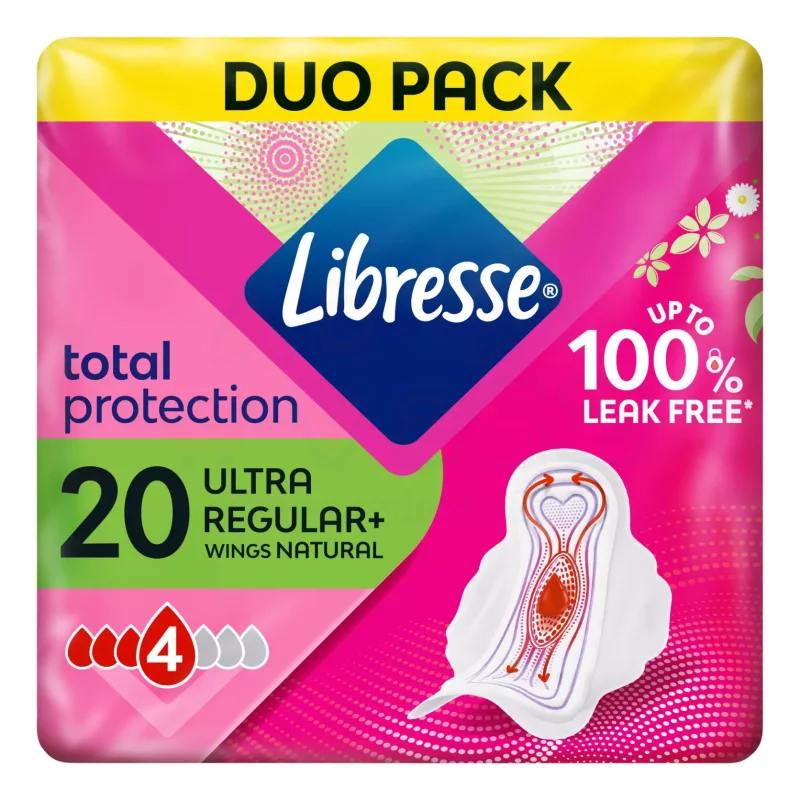 Libresse egészségügyi betét 2x10 db Aloe Vera&Camomile Ultra wings Normal duo Kép