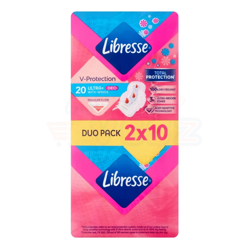 Libresse egészségügyi betét 2x10 db Ultra Normal Deo Fresh illatosított, szárnyas Kép