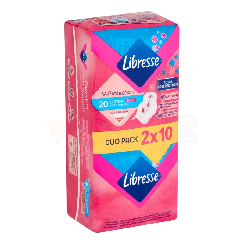 Libresse egészségügyi betét 2x10 db Ultra Normal Deo Fresh illatosított, szárnyas Kép