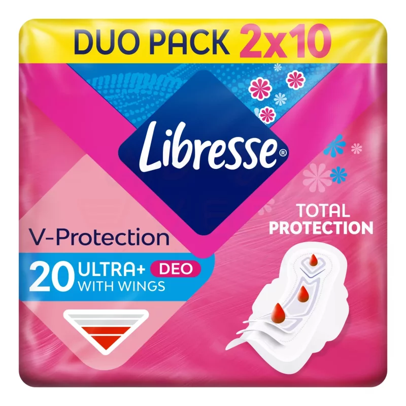 Libresse egészségügyi betét 2x10 db Ultra Normal Deo Fresh illatosított, szárnyas Kép