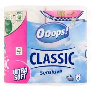 Ooops! Classic toalettpapír 4 tekercs 3 rétegű Sensitive