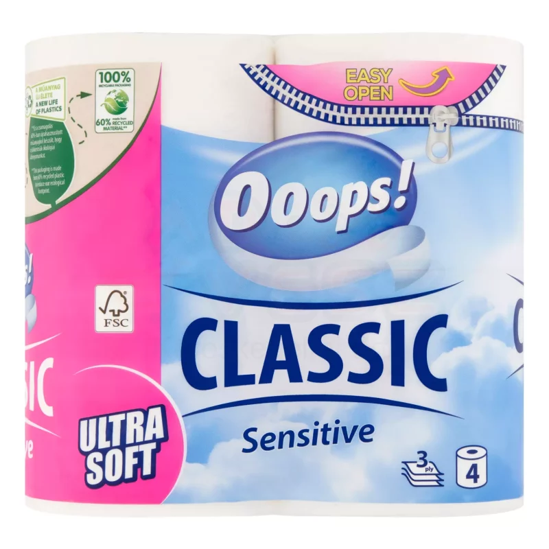 Ooops! Classic toalettpapír 4 tekercs 3 rétegű Sensitive Kép