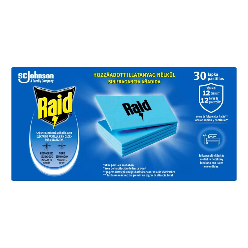 Raid® Elektromos szúnyogirtó utántöltő lap 30 db Kép