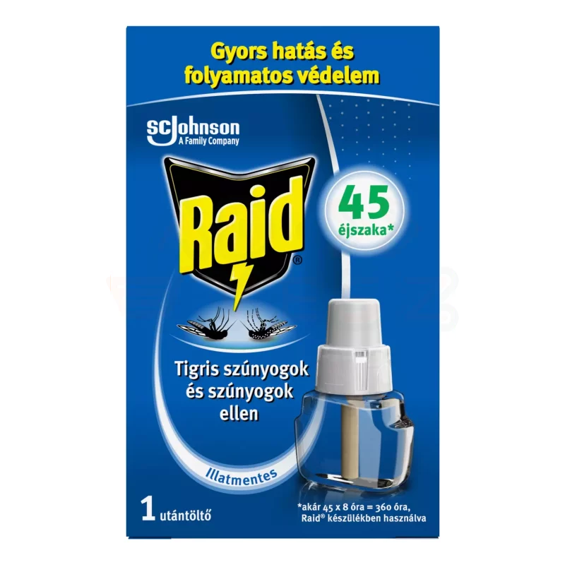 Raid® Elektromos szúnyogirtó utántöltő folyadék 27 ml illatmentes 45 éjszakás Kép