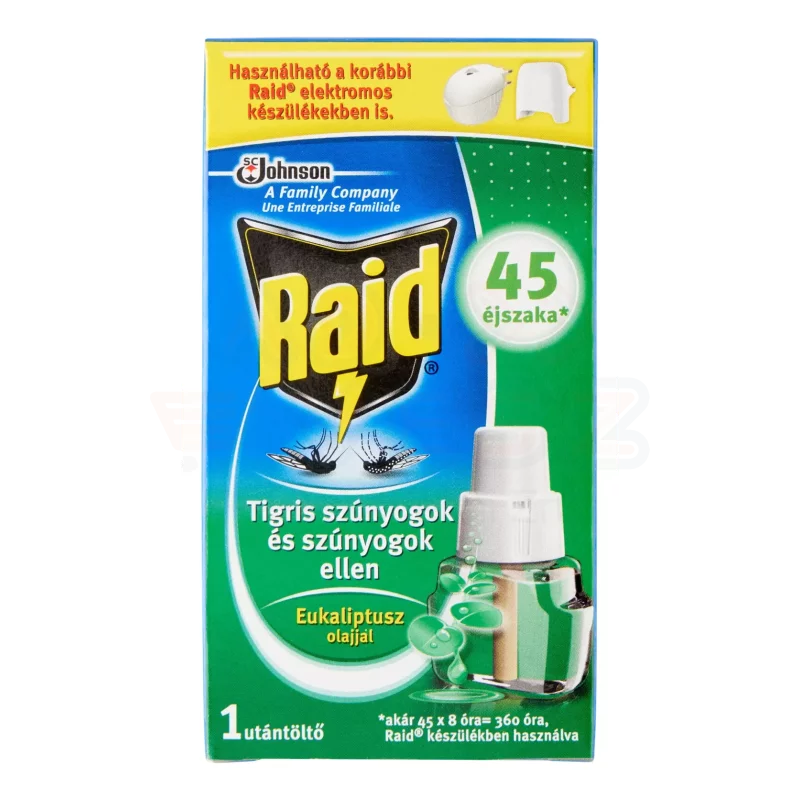 Raid® Elektromos szúnyogirtó utántöltő folyadék eukaliptusz olajjal 27 ml 45 éjszakás Kép