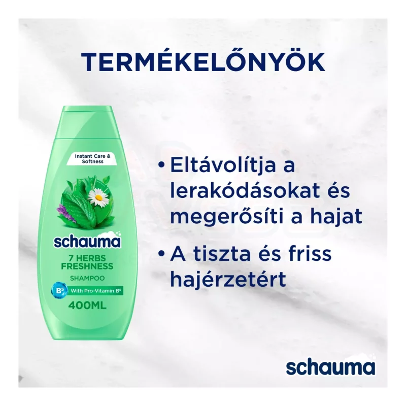 Schauma sampon 400 ml 7 gyógynövény (lelapulás ellen, zsíros hajra) Kép