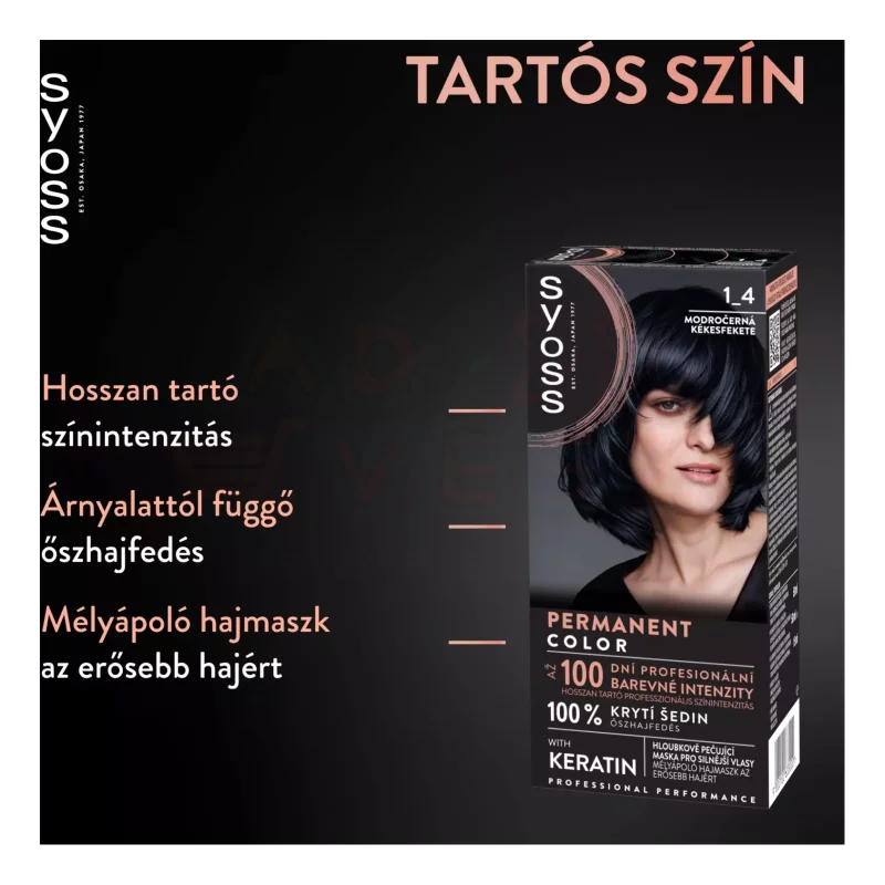 Syoss Color tartós hajfesték 1-4 kékesfekete Kép