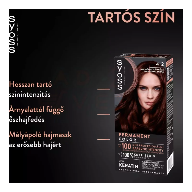 Syoss Color tartós hajfesték 4-2 mahagóni barna Kép