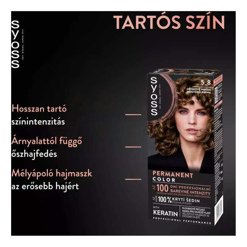 Syoss Color tartós hajfesték 5-8 mogyoró barna Kép