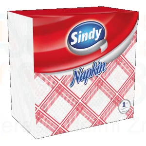 Sindy szalvéta 1 rétegű 45 db kockás (piros) 33x33cm