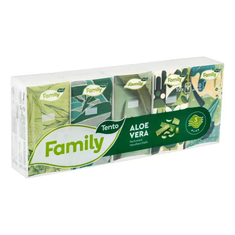 TENTO papírzsebkendő Aloe Vera 3 rétegű 10x10 db Kép