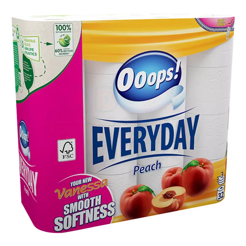 Ooops! Everyday (Vanessa) toalettpapír 3 rétegű 32 tekercs Barack Kép
