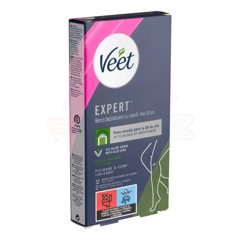 VEET Használatra kész hideggyanta szalagok 12 db ALOE VERA normál és száraz bőrre Kép