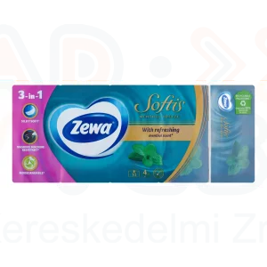 Zewa Softis papírzsebkendő 4 rétegű 10x9 db Menthol Breeze