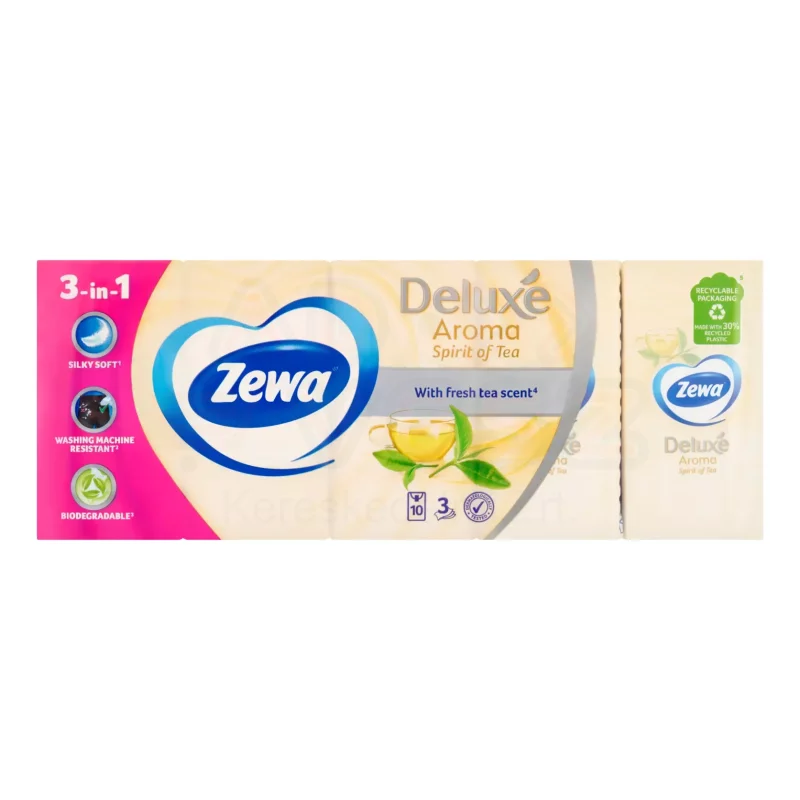 Zewa Deluxe papírzsebkendő 3 rétegű 10x10 db Spirit Of Tea Kép
