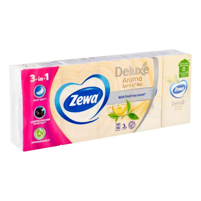 Zewa Deluxe papírzsebkendő 3 rétegű 10x10 db Spirit Of Tea Kép