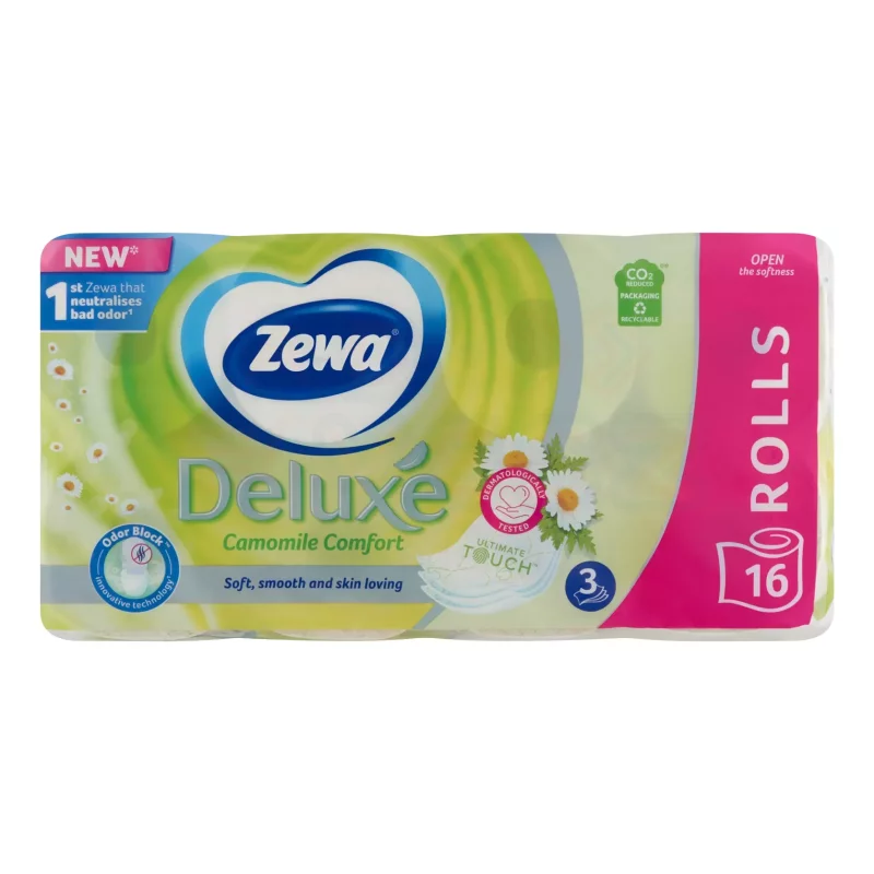 Zewa Deluxe toalettpapír 3 rétegű 16 tekercs Camomile Comfort Kép
