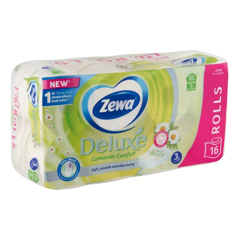 Zewa Deluxe toalettpapír 3 rétegű 16 tekercs Camomile Comfort Kép