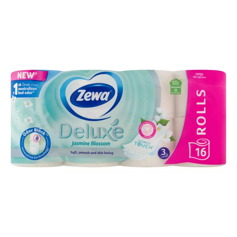 Zewa Deluxe toalettpapír 3 rétegű 16 tekercs Jasmine Blossom Kép