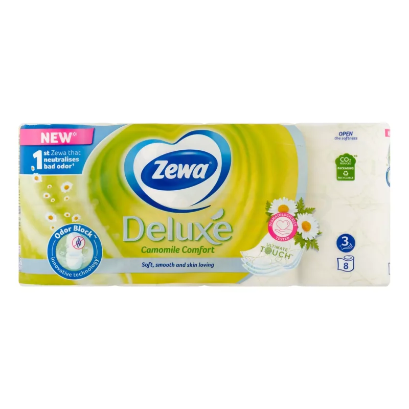 Zewa Deluxe toalettpapír 3 rétegű 8 tekercs Camomile Comfort Kép