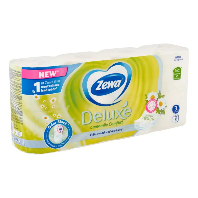 Zewa Deluxe toalettpapír 3 rétegű 8 tekercs Camomile Comfort Kép