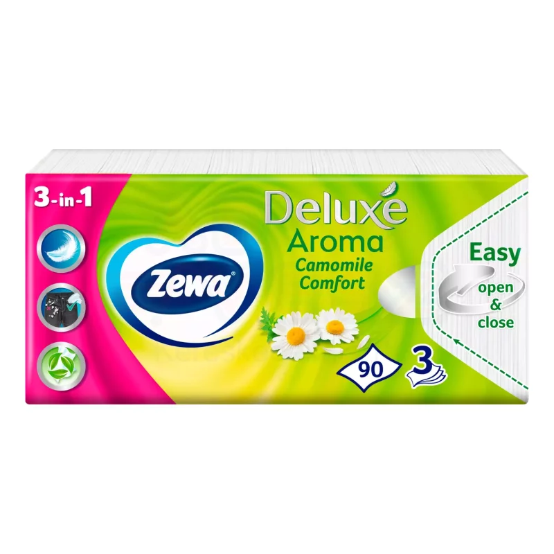 Zewa Deluxe papírzsebkendő 3 rétegű 90 db Camomile Comfort Kép