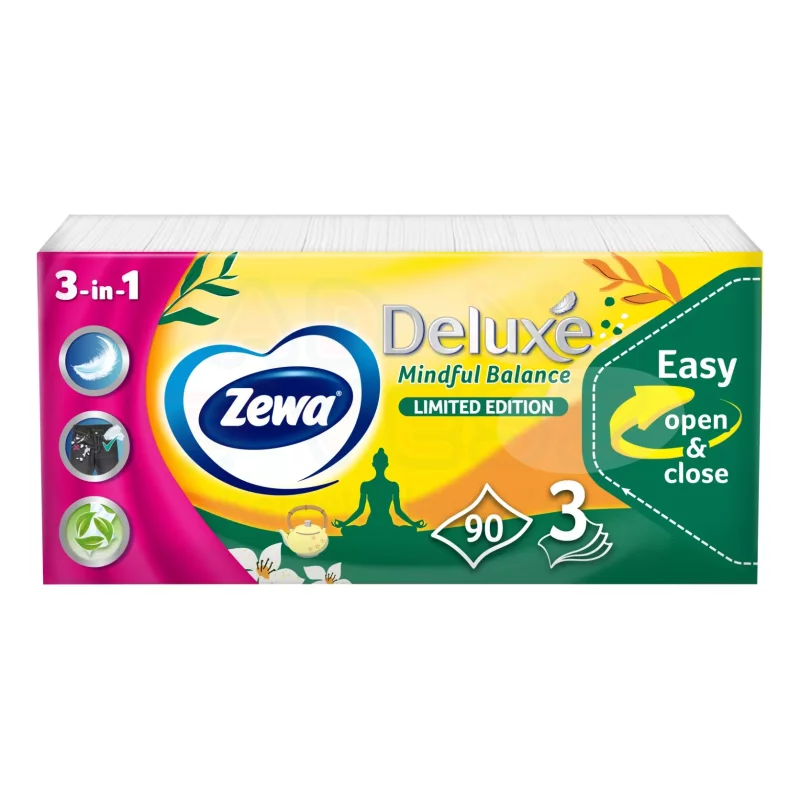 Zewa Deluxe papírzsebkendő 3 rétegű 90 db Limited Edition Kép