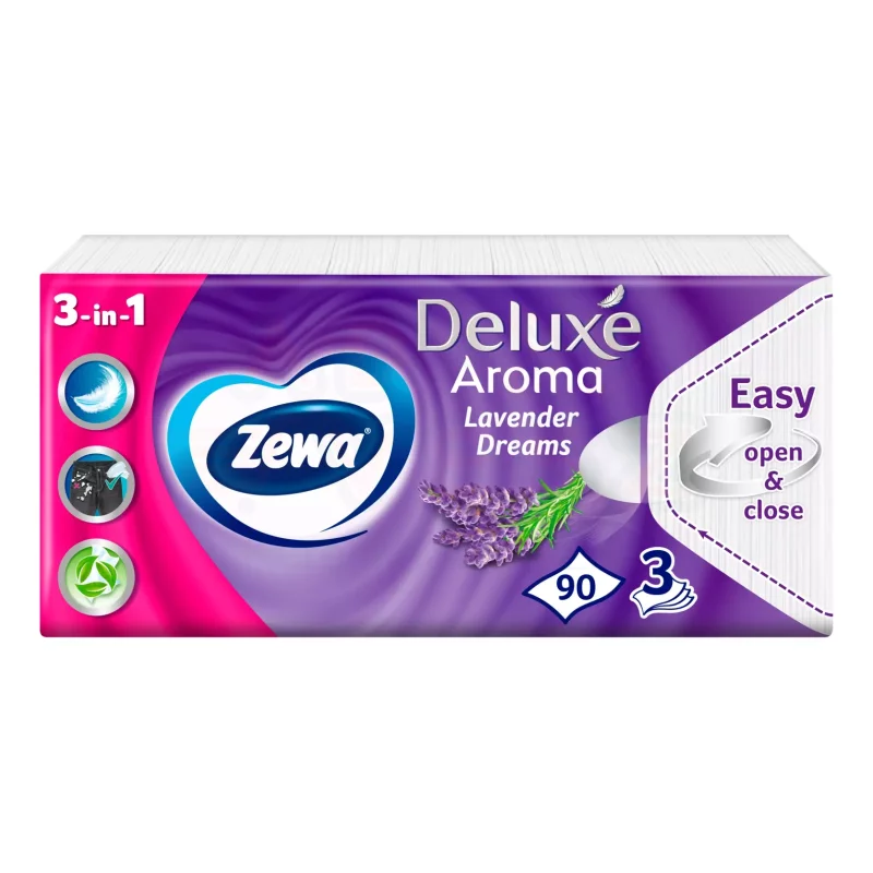 Zewa Deluxe papírzsebkendő 3 rétegű 90 db Lavender Dreams Kép