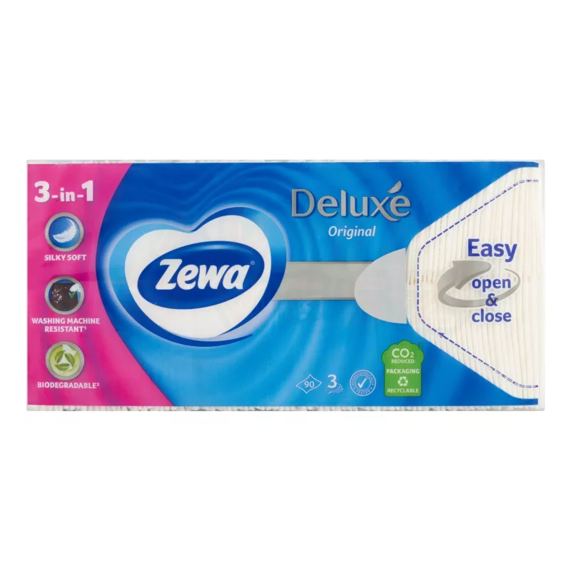 Zewa Deluxe papírzsebkendő 3 rétegű 90 db illatmentes Kép