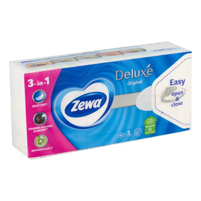 Zewa Deluxe papírzsebkendő 3 rétegű 90 db illatmentes Kép