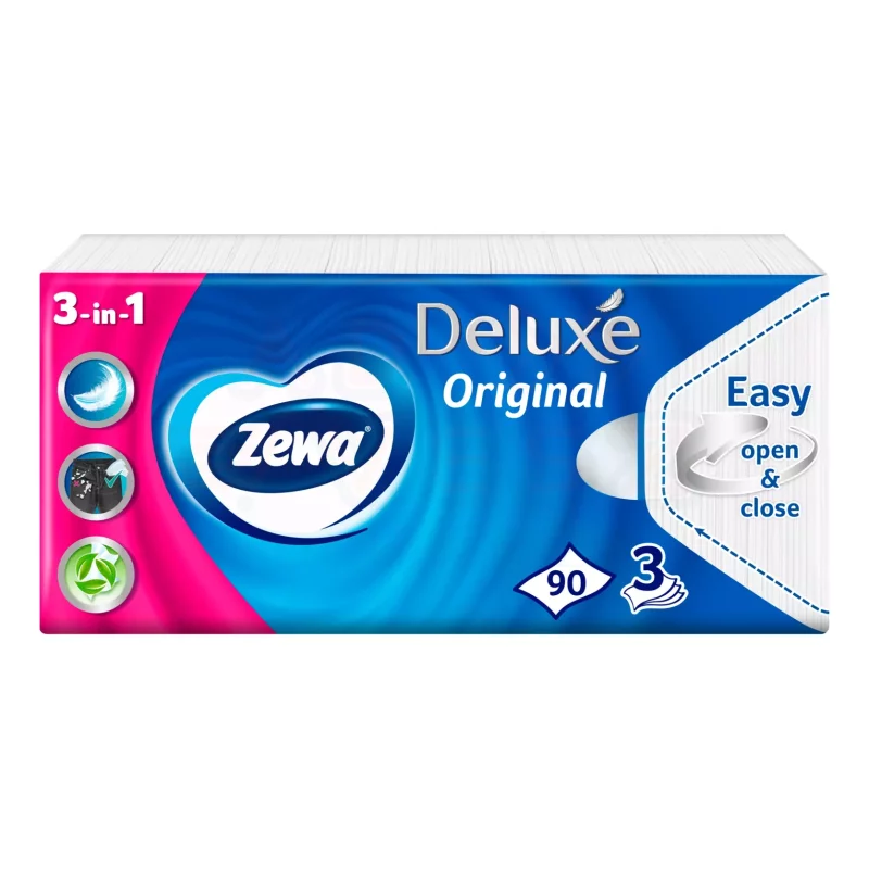 Zewa Deluxe papírzsebkendő 3 rétegű 90 db illatmentes Kép